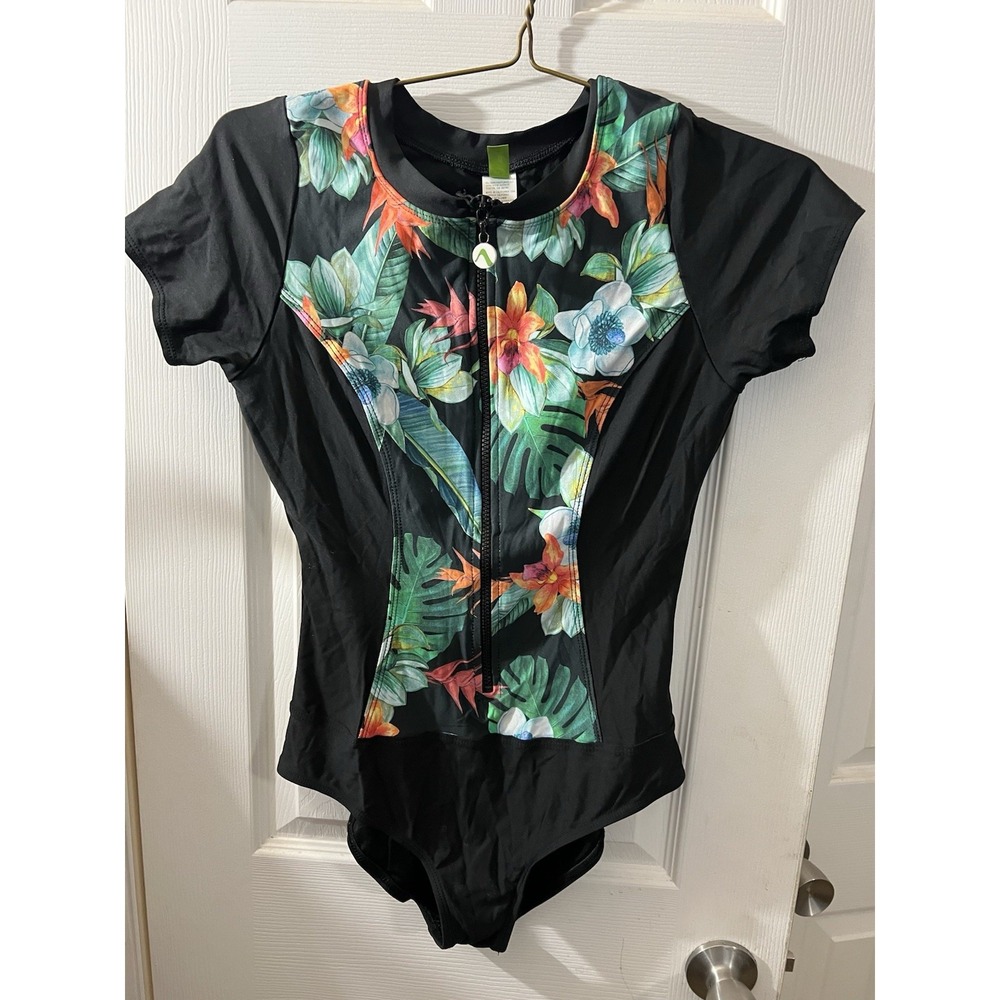 NEXT BY ATHENA Malibu Keoki Palms Zip One Piece Swimsuit Size Large